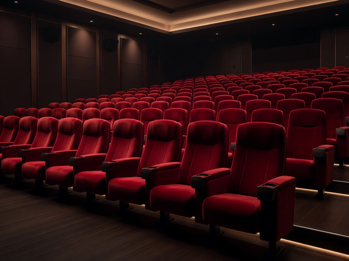 Red cinema seats in an empty premium theater